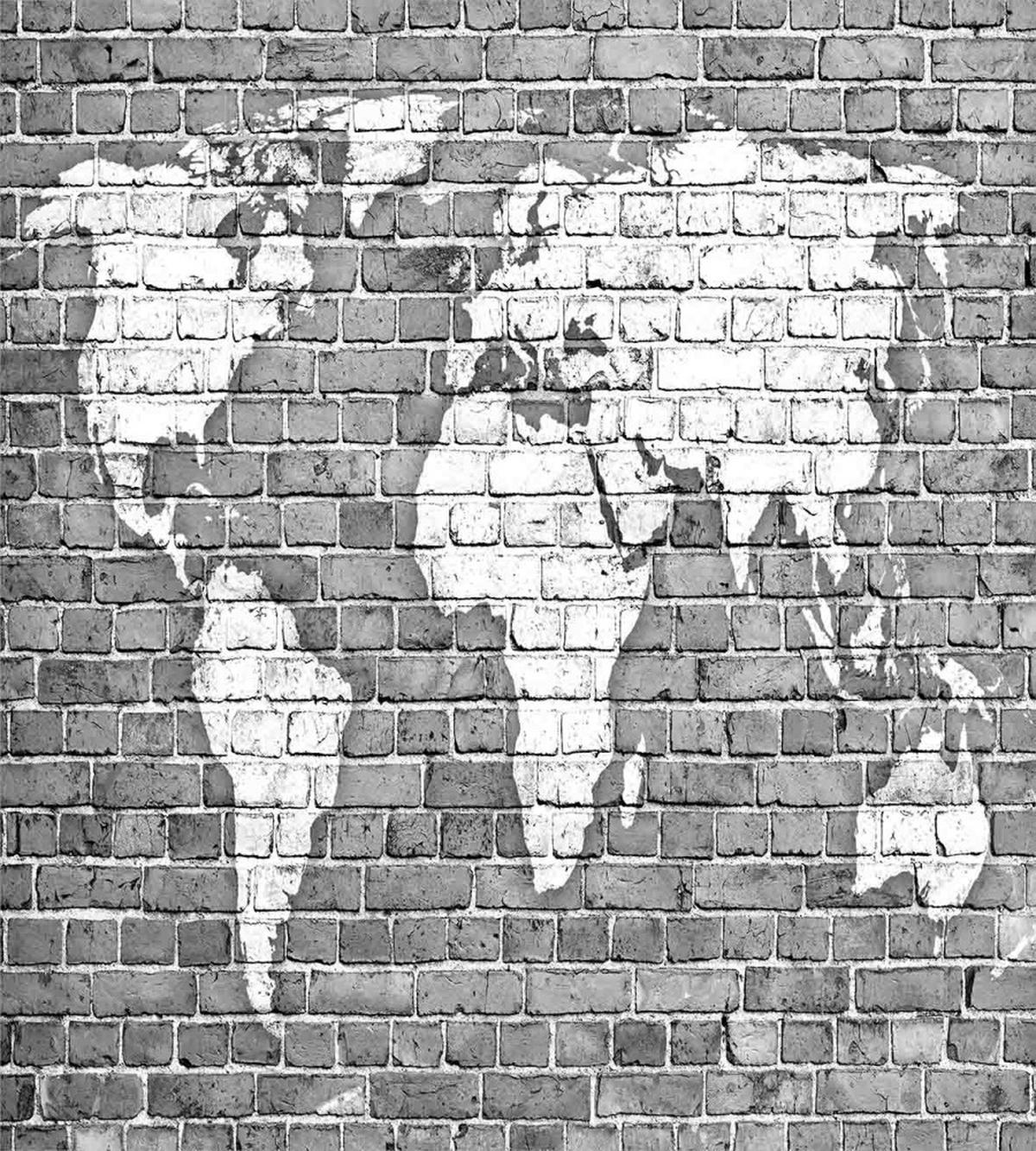 World Map on Old Brick — Pattern