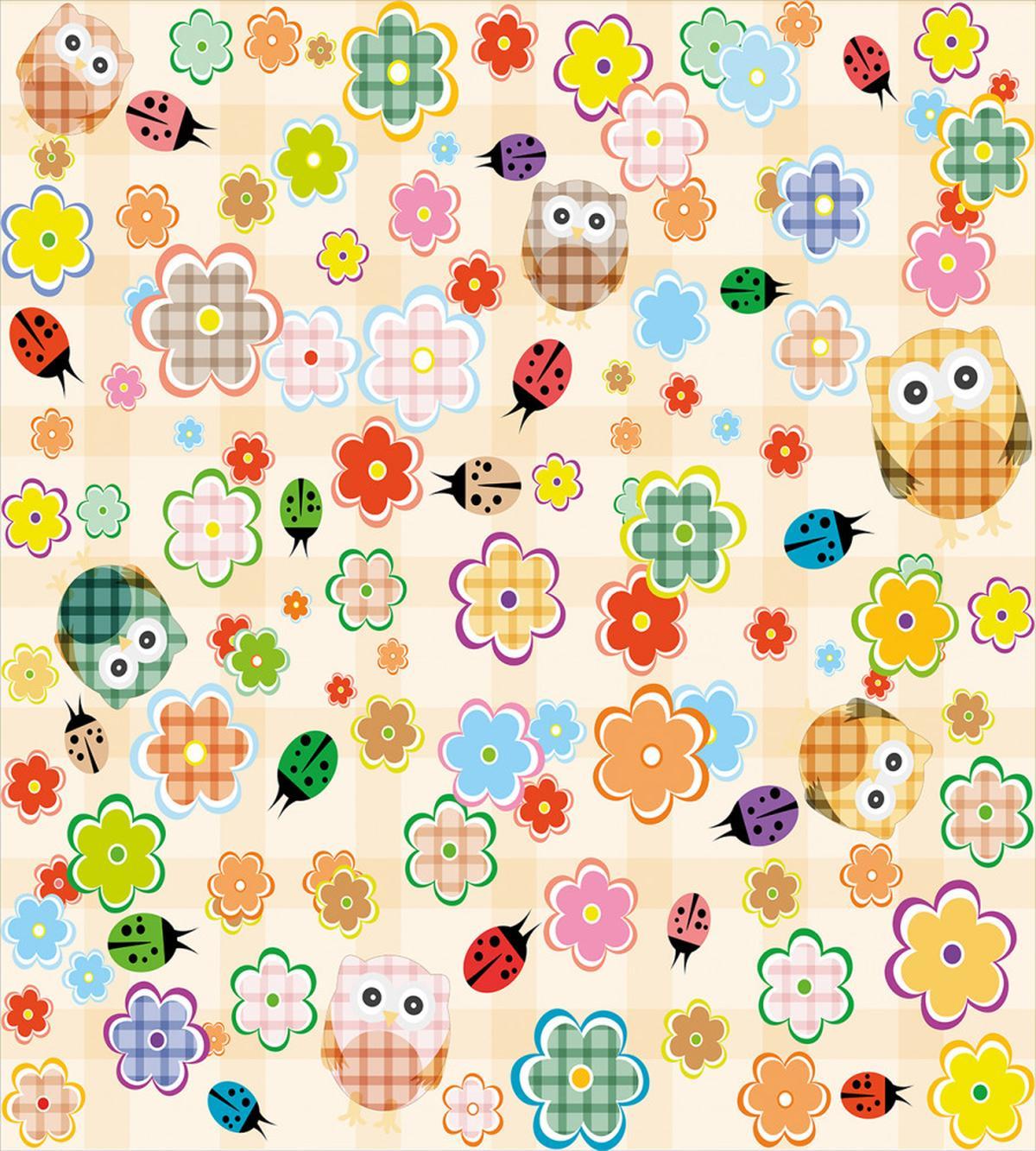 Owls Flowers Colorful — Pattern