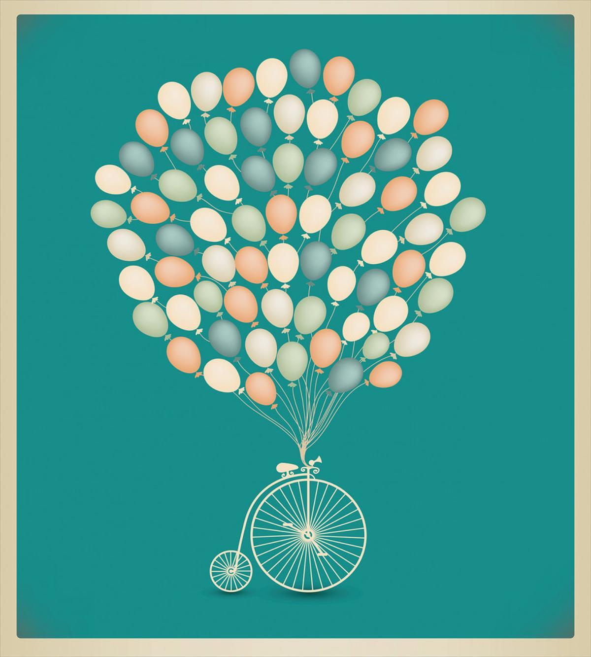 Retro Bike with Baloons — Pattern