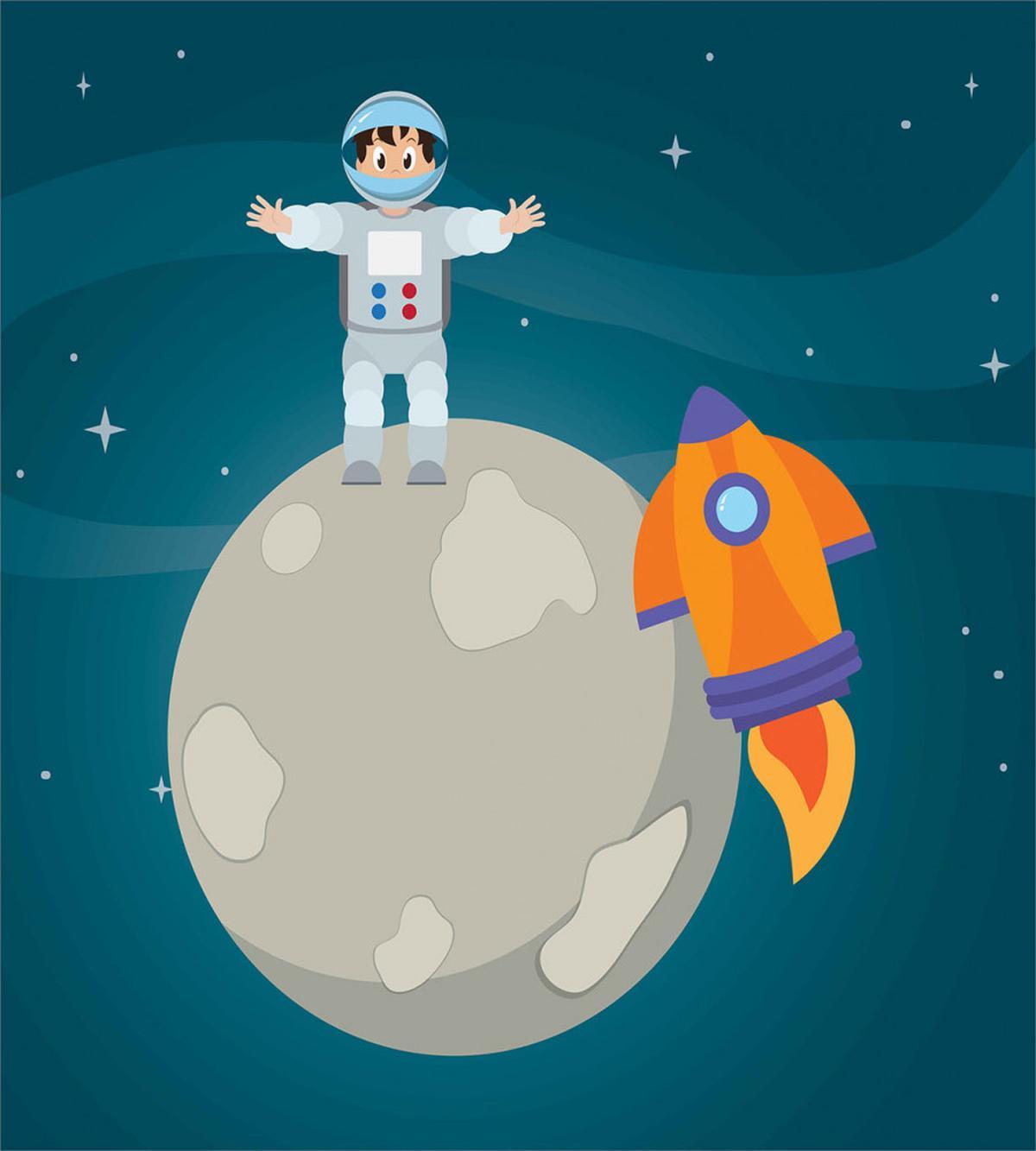 Happy Astronaut on Moon — Pattern