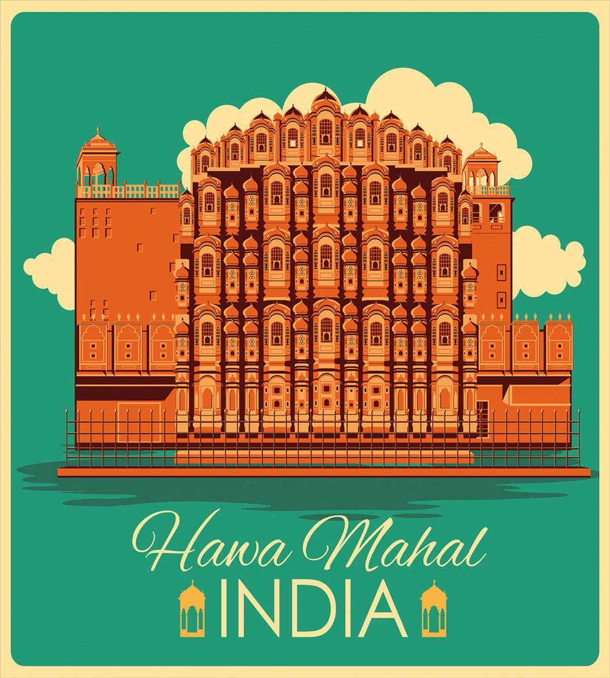 Hawa Mahal Retro Poster — Pattern