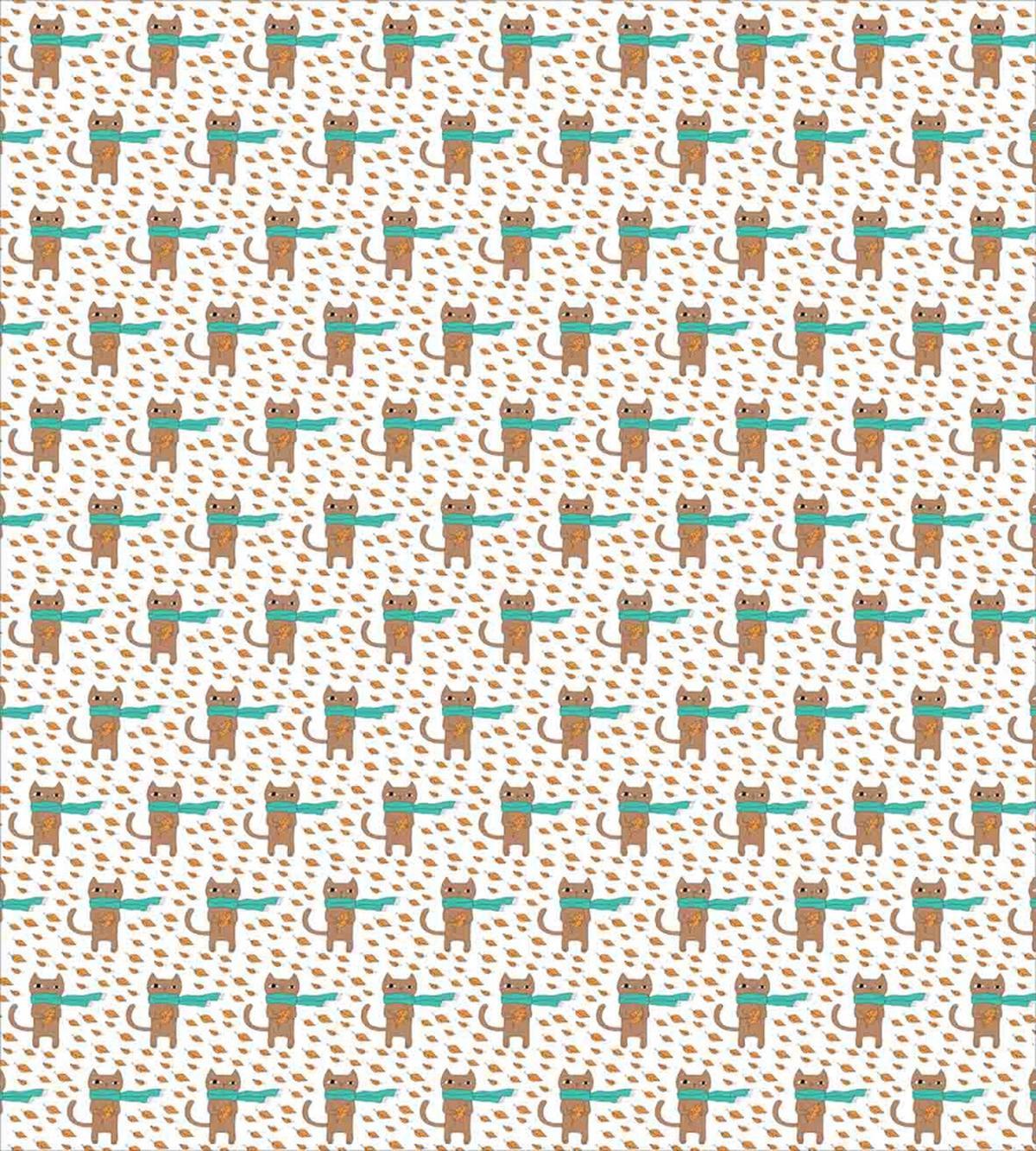 Cat in Scarf with Autumn Leaves — Pattern