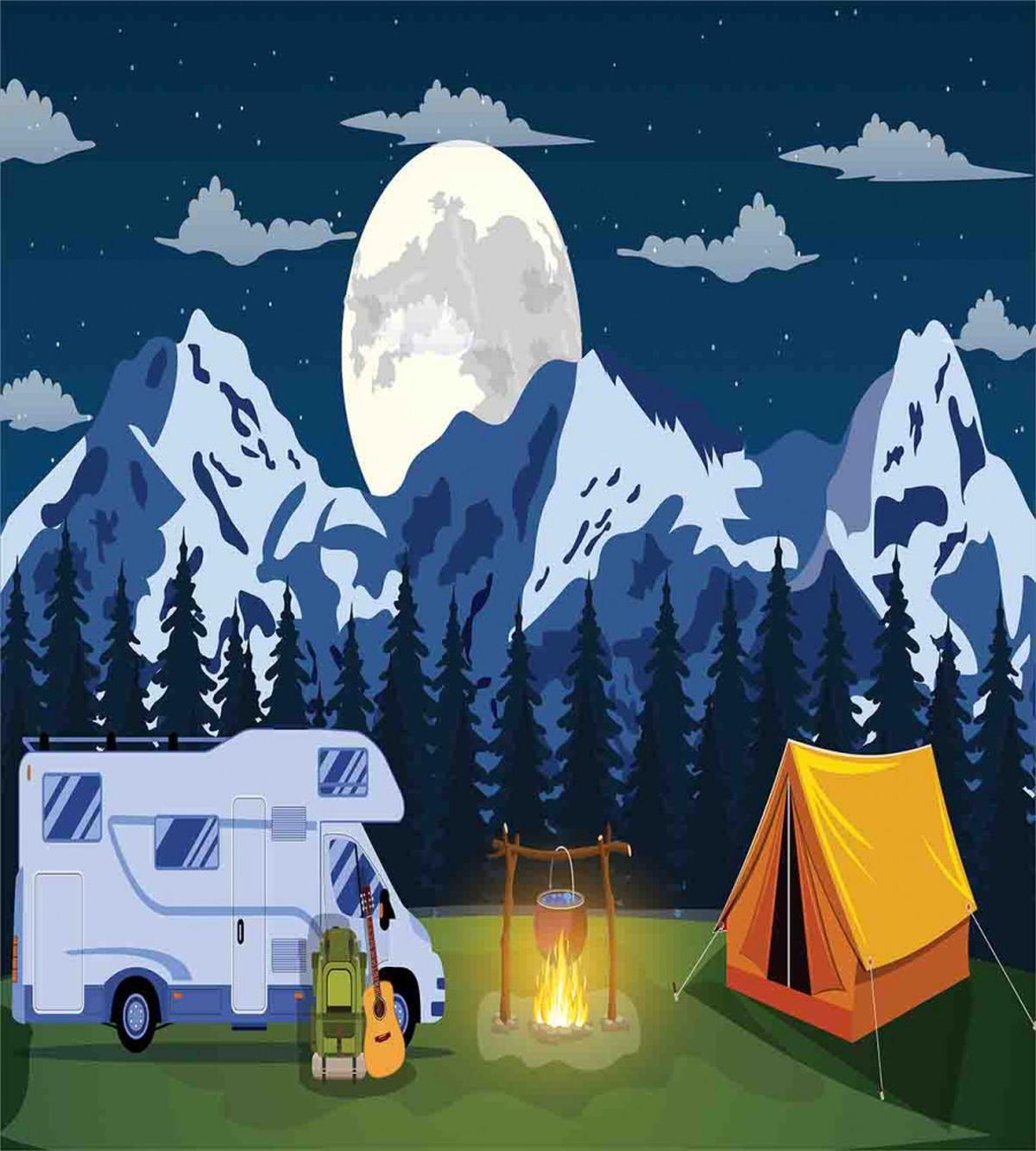 Camping in the Woods at Night — Pattern