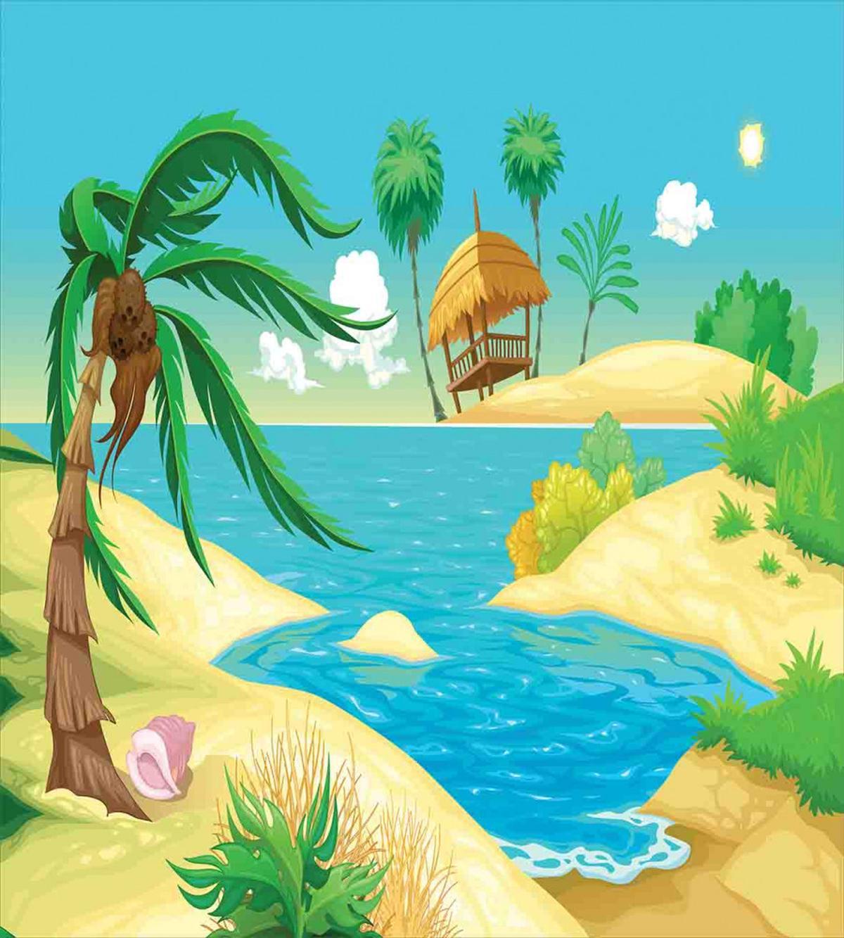 Beach View Cartoon Design — Pattern