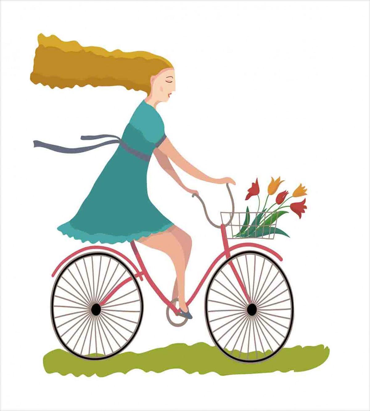 Woman on Bike Tulips — Pattern