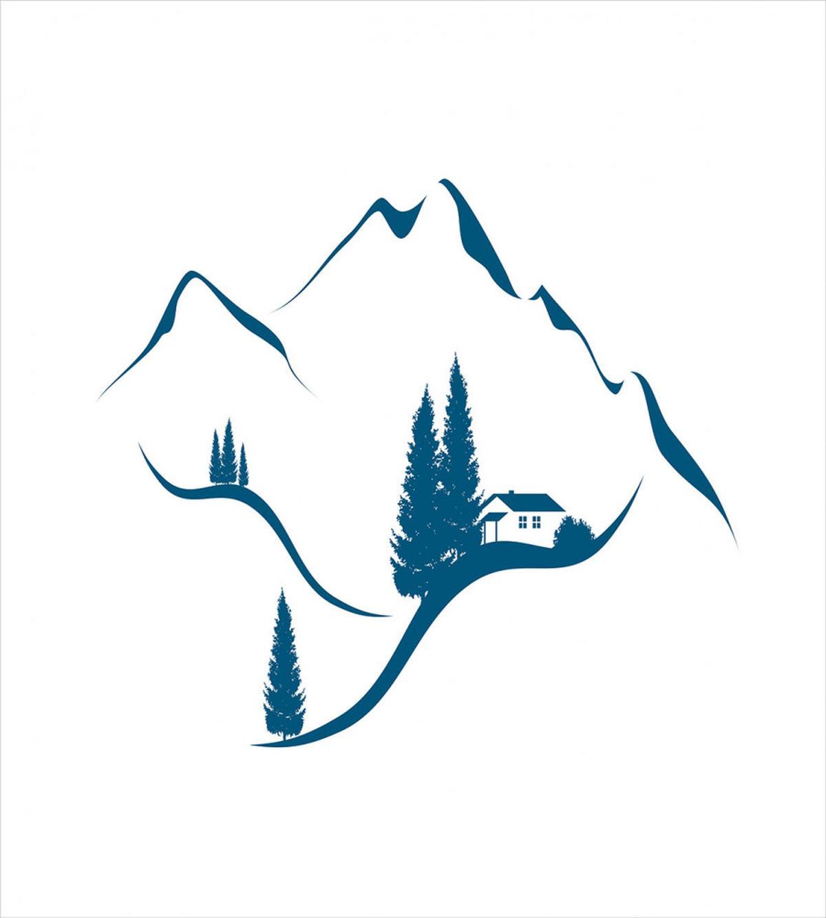 Chalet and Fir Trees — Pattern