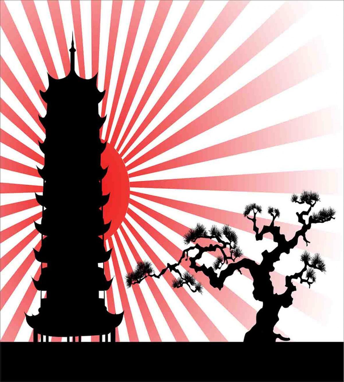 Shinto Building and Tree — Pattern