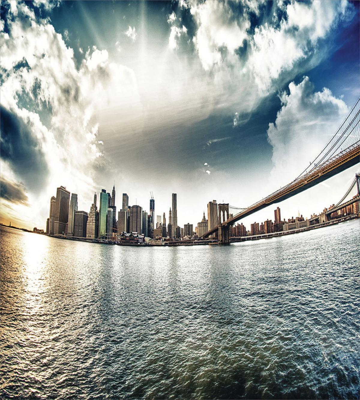 Brooklyn Bridge and Shore Photo — Pattern