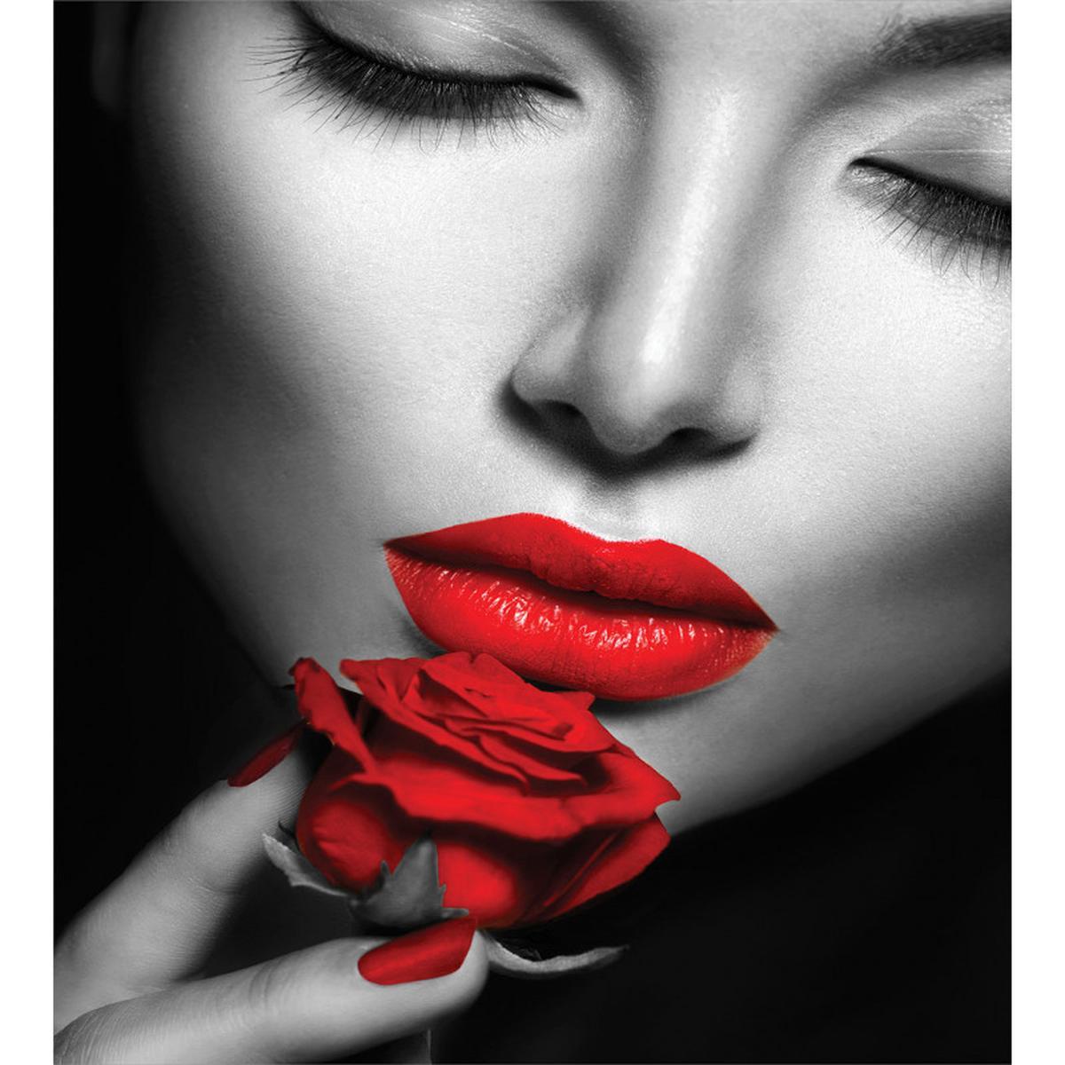 A Young Lady Holding Red Rose — Pattern