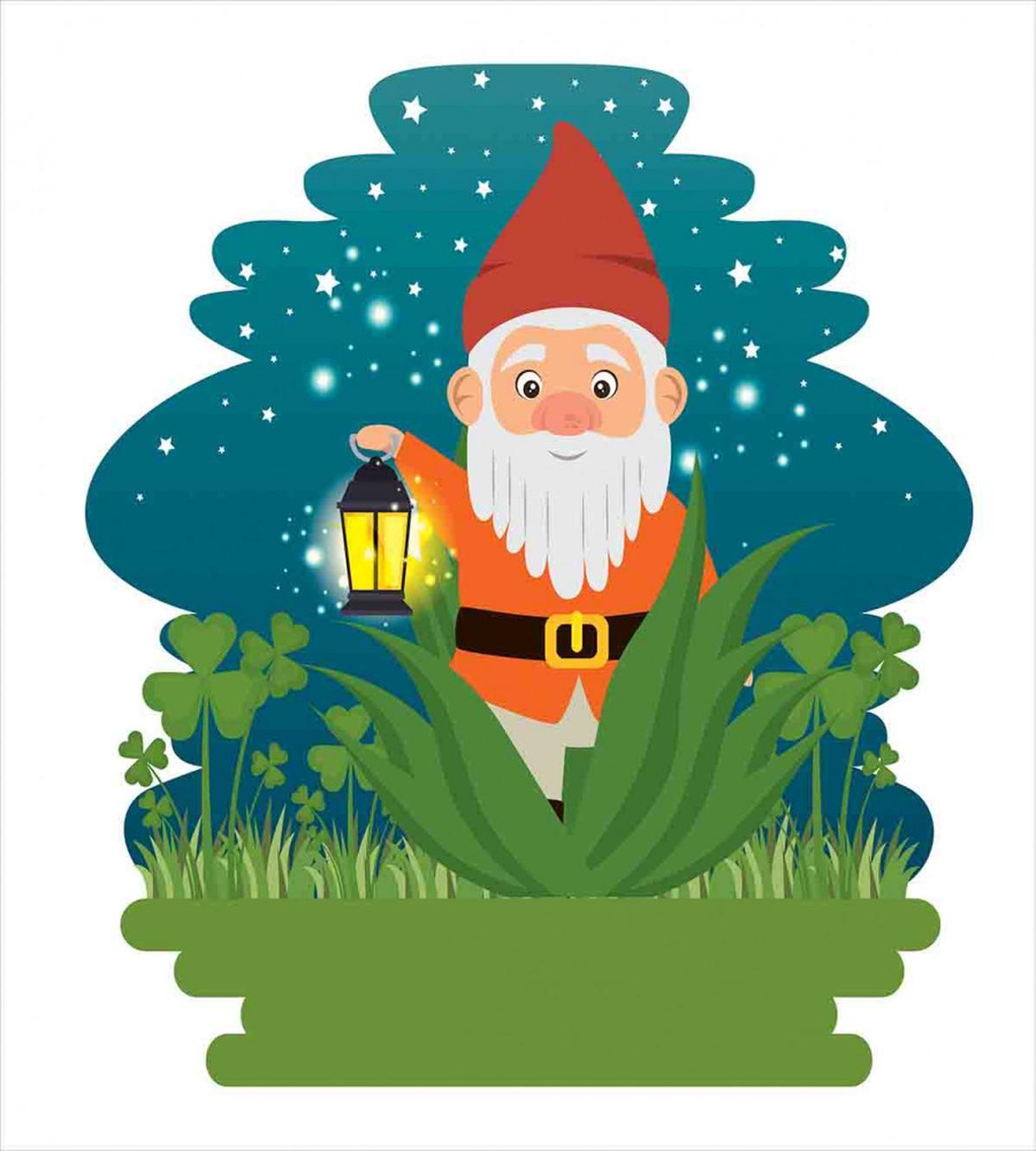 Dwarf with Lantern on Grass — Pattern