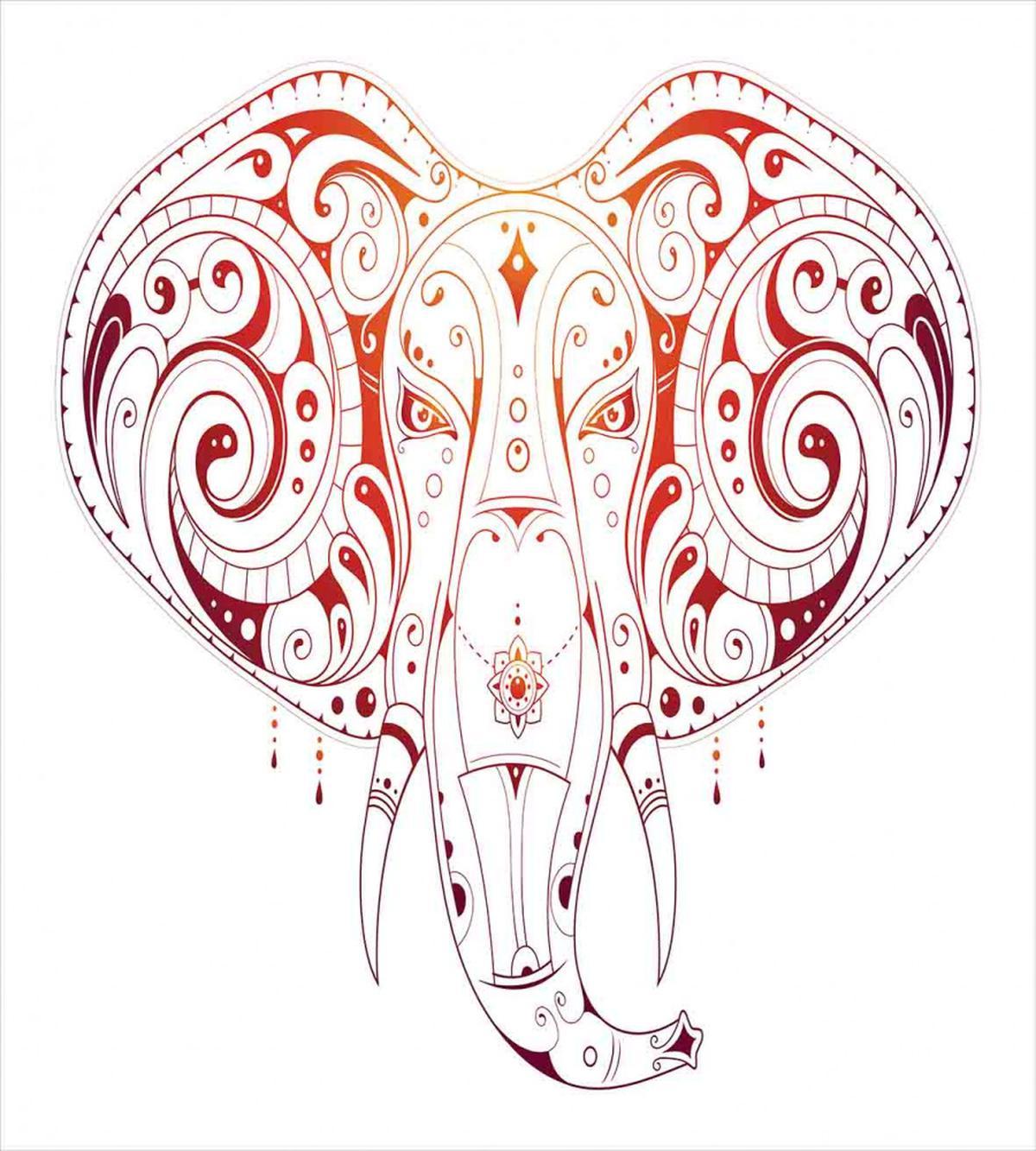 Stylized Drawn Elephant Head — Pattern
