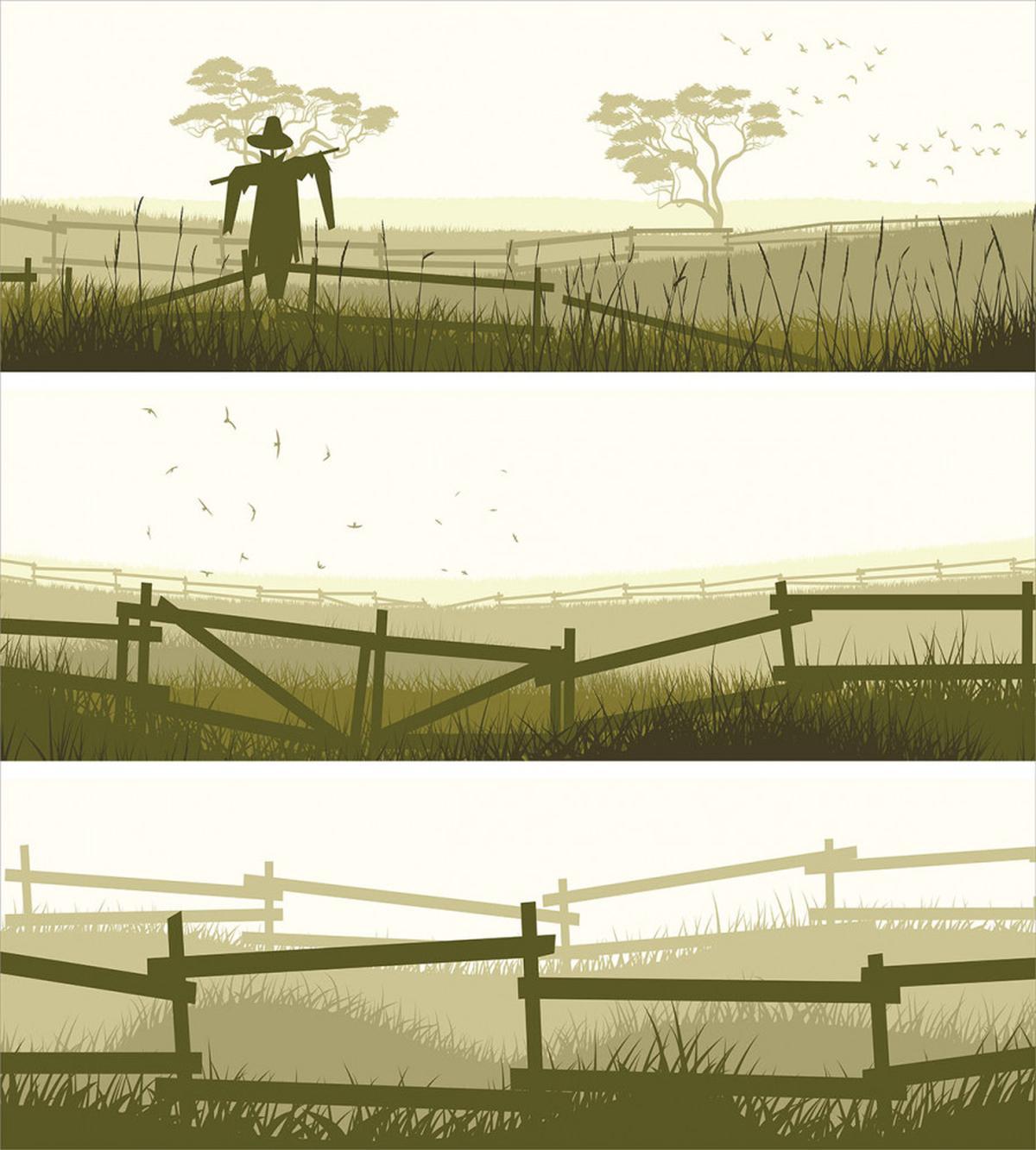 Farm Fields Scarecrow Grass — Pattern