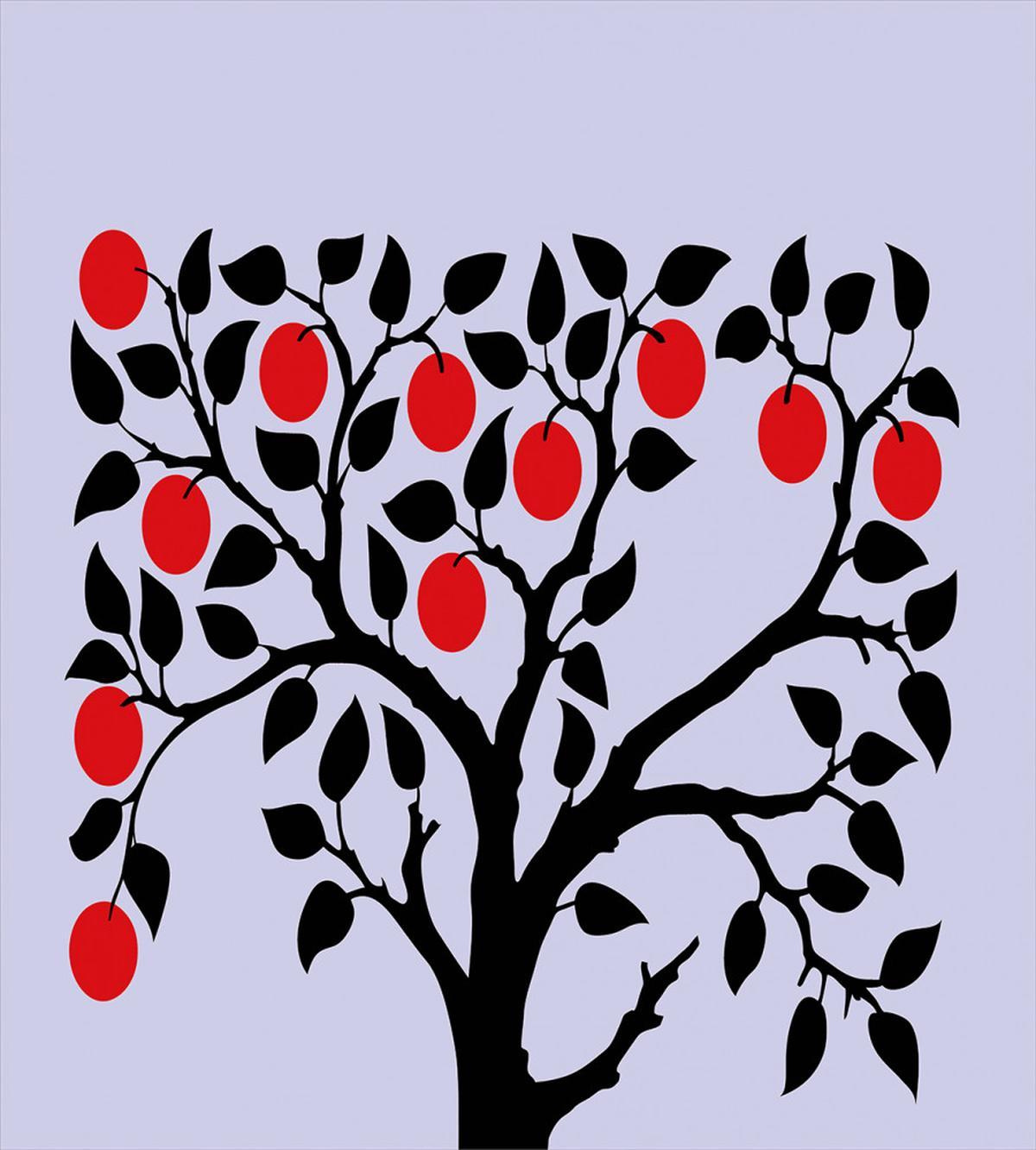 Black Tree Ripe Fruit Art — Pattern