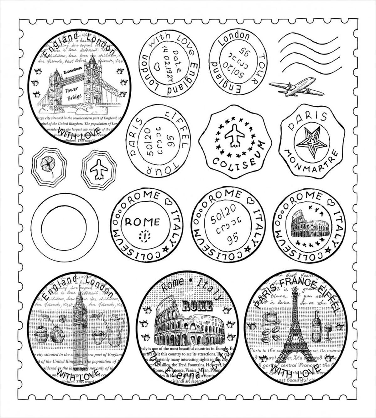 Stamps Famous Landmarks — Pattern
