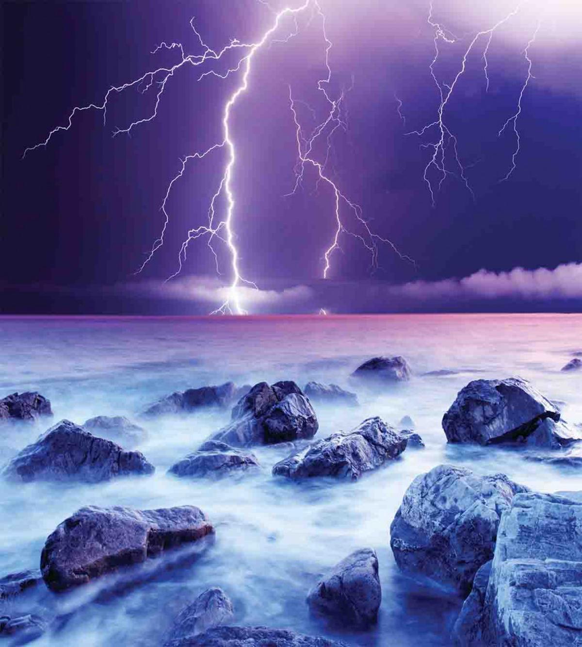 Stormy Sky Ocean Rocks Night — Pattern