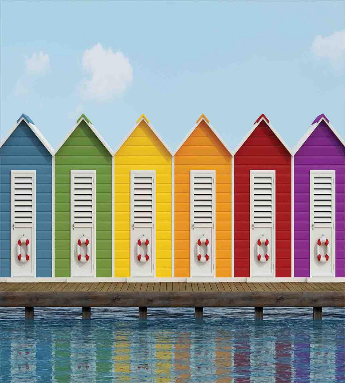Colorful Cabins Sea — Pattern