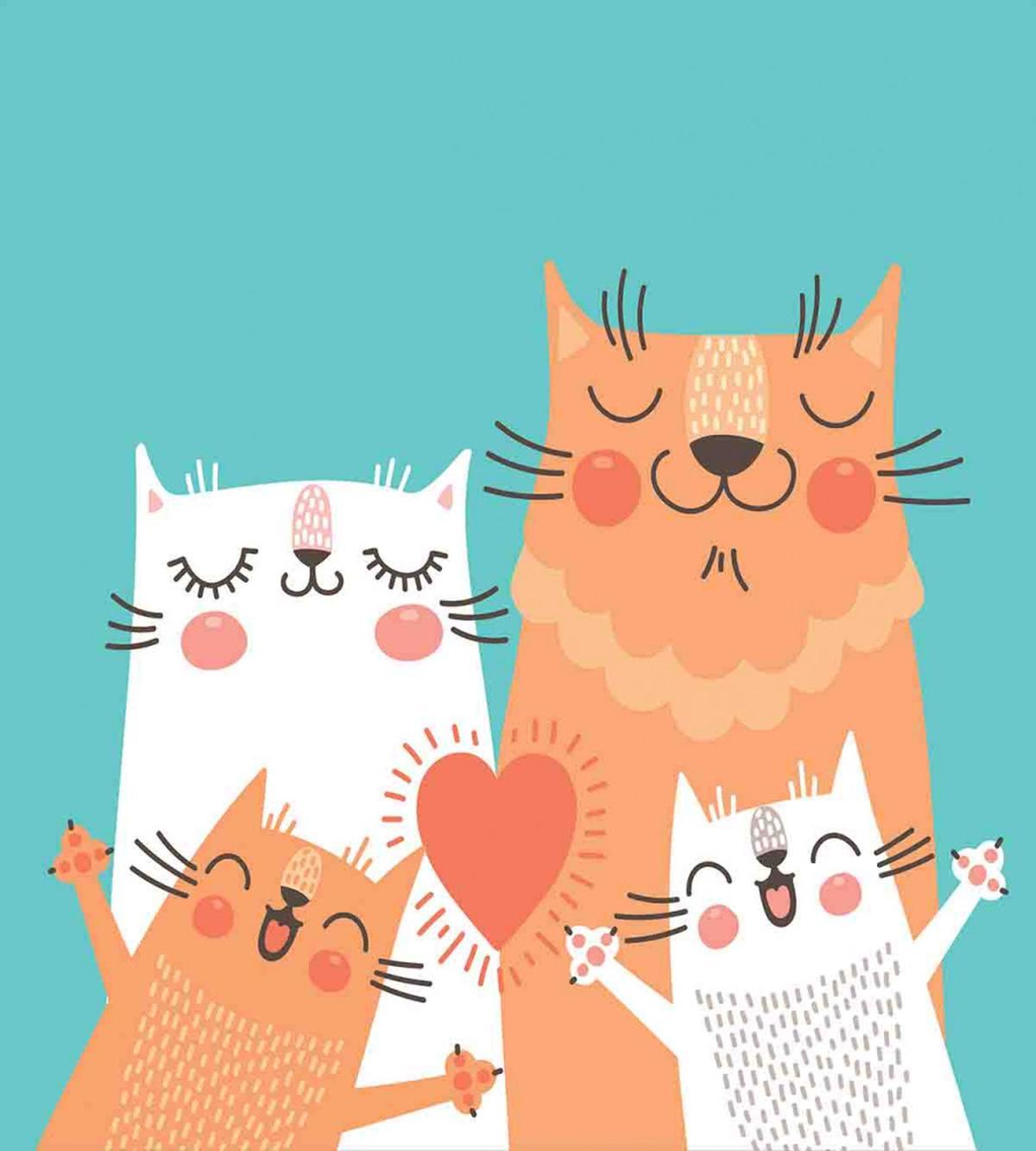 Kitty Couple Happy — Pattern