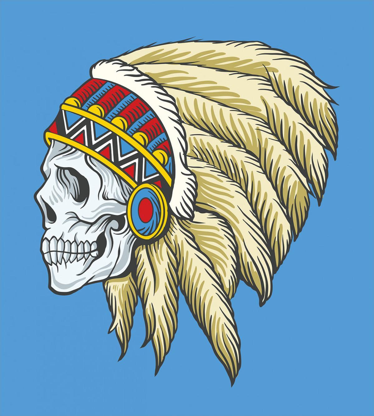 Skull with Feathers Folk — Pattern