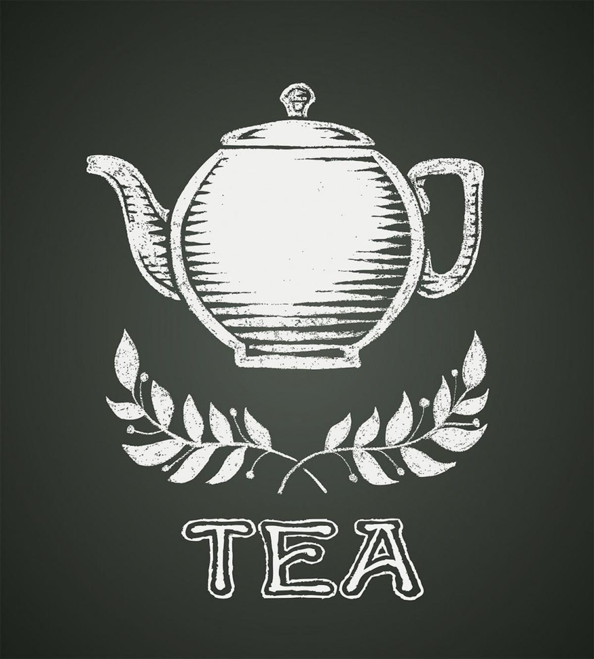 Teapot Leaf Branches Chalkboard — Pattern
