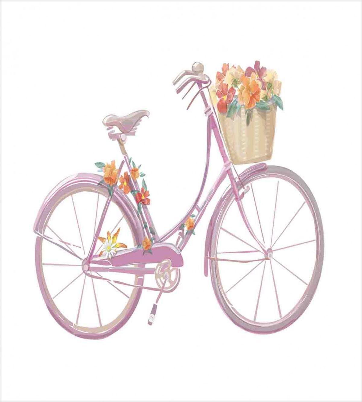 Pink Bike Flowers Art — Pattern