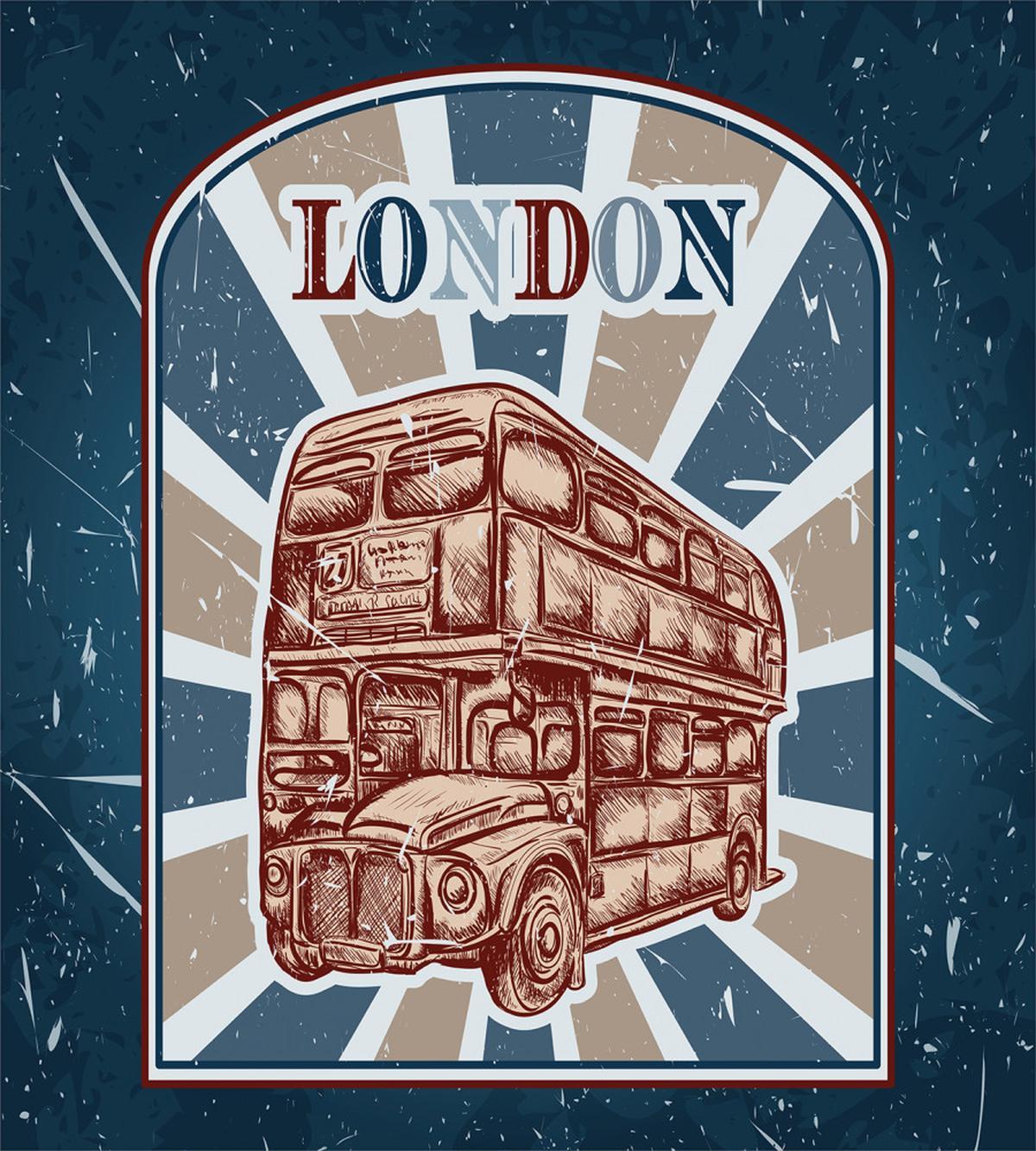 English Bus Grunge Art — Pattern