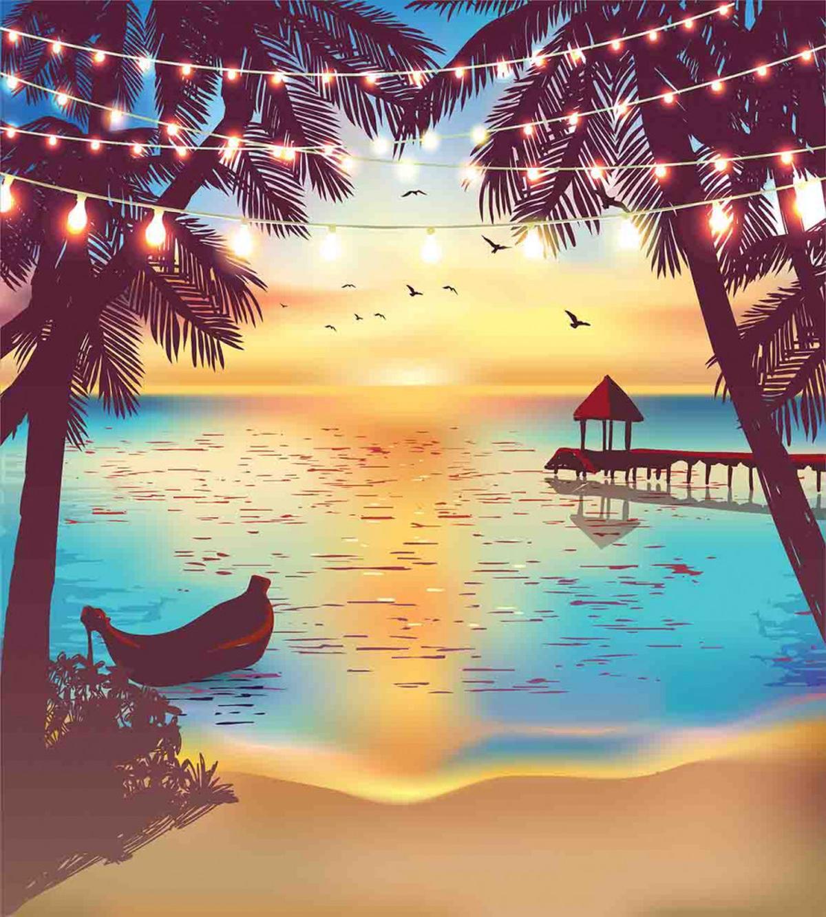 Calm Coast with Boat and Pier — Pattern