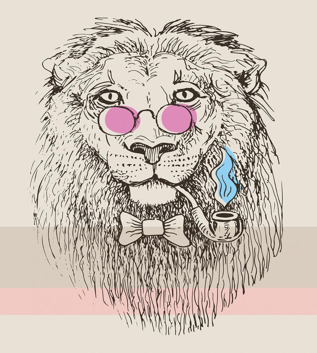 Lion Head Hipster Style — Pattern