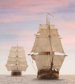 Wooden Sailing Ship Waves artwork