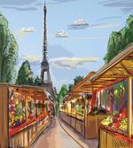 Colorful Sketch Street Eiffel