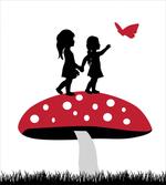 Little Girls on Toadstool