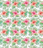 Hibiscus Monstera Palm Leaves
