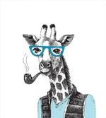 Funny Giraffe with Pipe