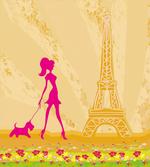 Pink Girl Dog Eiffel