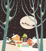 Snow Santa with Deer Town