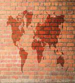 World Map on Brick Wall