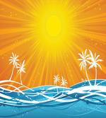 Wavy Ocean Palm Trees Lines