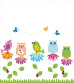 Cartoon Chamomile Birds