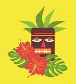 Tiki Mask and Exotic Hibiscus artwork