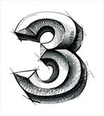 Sketchy Numeral 3