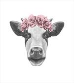 Cow with Roses Wreath