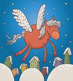 Horse Wings on Building