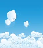 Lantern Floating Away in Sky
