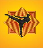 Grunge Kicking Man Squares