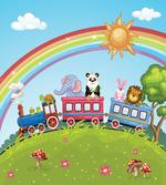 Animal Train Rainbow Funny