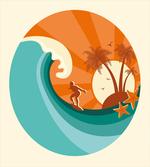 Retro Man Surfing