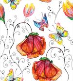 Swirled Flowers Flamingo