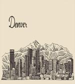 Denver City Skyline Sketch