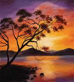 River Mountain Sunset