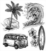 Surfboard Beach Van