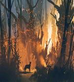 Lost Dog in Forest Art